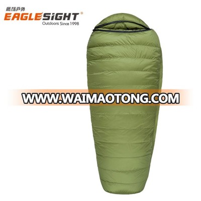 Extra Width 4 Season Extra Warm Mummy Single Goose Feather Down Sleeping Bag For Camping