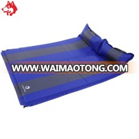 spliced colors inflatable mat for camping & hiking with pillow two person camping mat